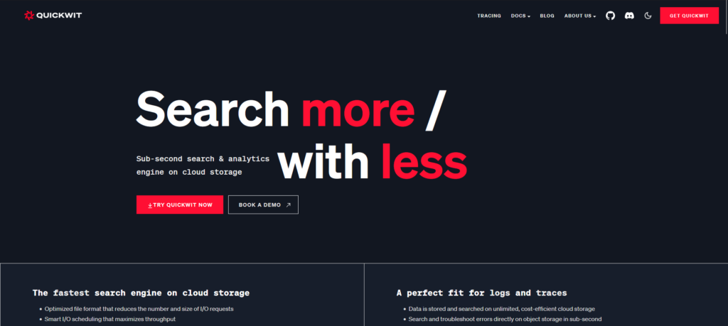 Quickwit adalah mesin pencari terdistribusi open source 