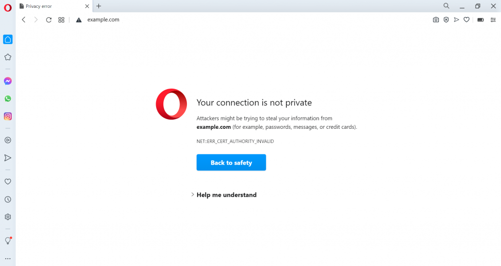 pesan "Your connection is not private," kayak di Chrome