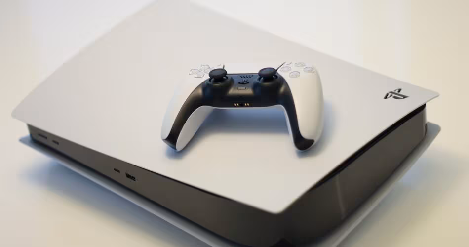 PlayStation 5 Pro console with DualSense controllers on display